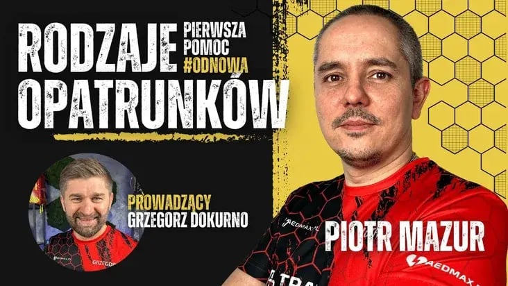Kadr z&nbsp;filmu: Rodzaje opatrunków – Piotr Mazur