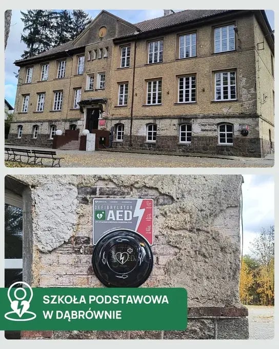Defibrylator AED – Szkoła Podstawowa, Dąbrówno