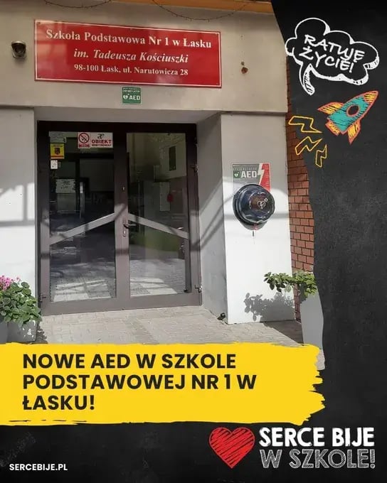 Defibrylator AED – Szkoła Podstawowa nr 1, Łask